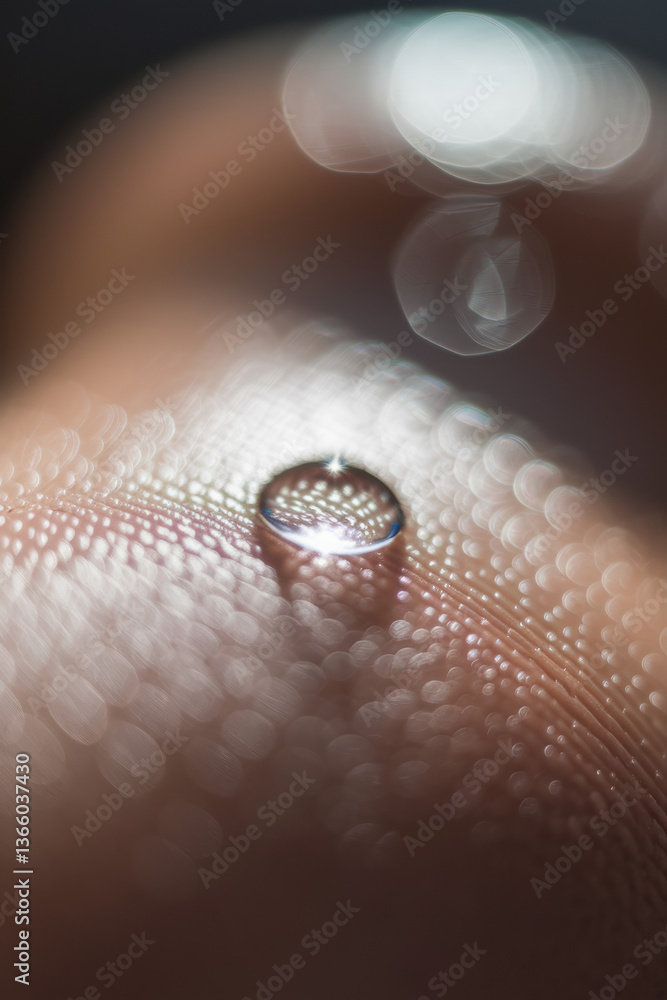 Aufkleber close-up of water droplet on finger with bokeh and soft light creating an ethereal mood