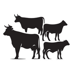 Brown cow animal silhouettes Vector
