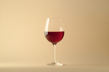 glass of red wine on a light background with shadows from the sun