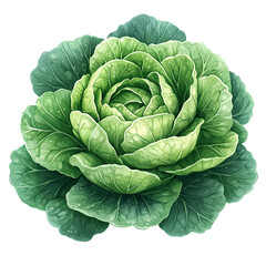 Obraz premium A realistic illustration of a head of cabbage.