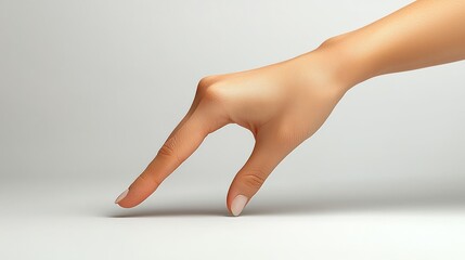 Woman's hand gesturing, picking, studio, white background, advertising