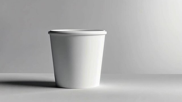 A Plain White Disposable Cup with Lid on a White Background