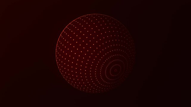 Abstract animated red sphere. Video camera eye. Simple 3D spherical dynamic background. 4K animation.