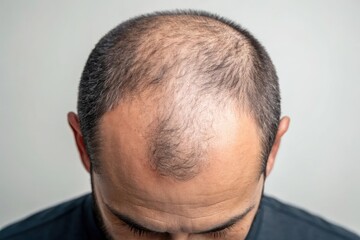 Obraz premium Man Examining Thinning Hair in a Neutral Setting Indoors Generative AI