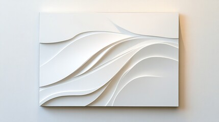 Abstract white wall art with flowing curves, creating a serene and modern ambiance.