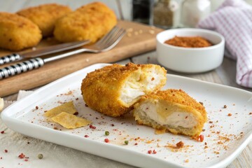 Crispy Fried Snacks Filled With Creamy Cheese and Chicken Generative AI