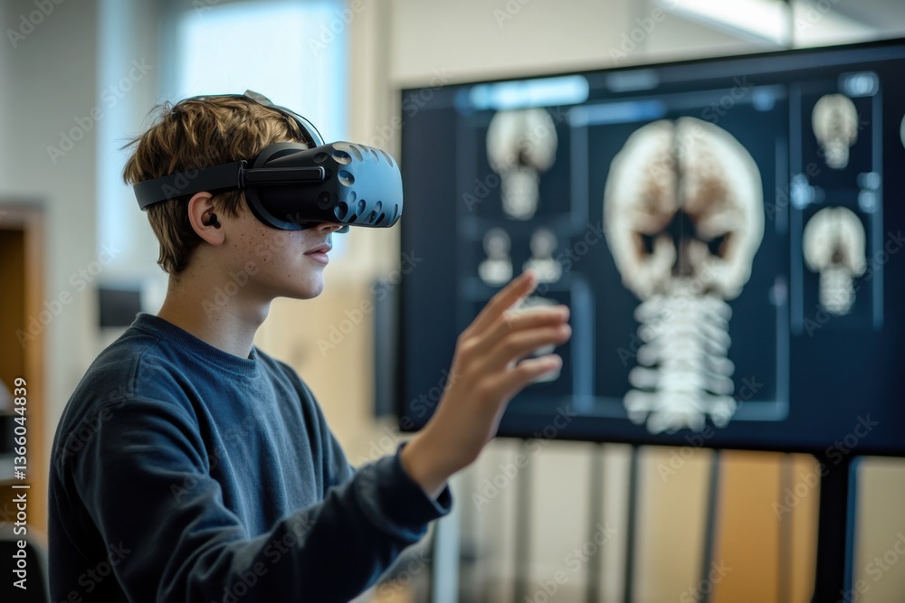 Poster exploring virtual reality anatomy in a classroom setting with immersive technology and interactive l