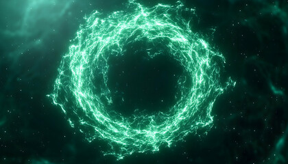 Green energy ring Abstract cosmic event with space dust