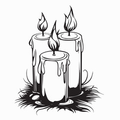 Pillar candles burning Vector Images isolated on white background