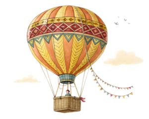 hot air balloon isolated on white background, PNG.
