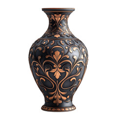 A vase with an intricate design and a unique shape.