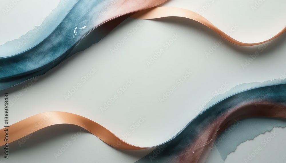 Poster flowing waves of colorful ribbons and textures minimalistic background abstract artwork calm environ