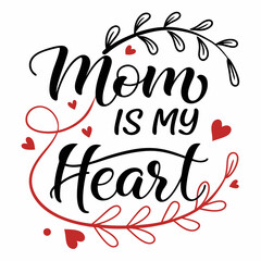 Mom Is My Heart: Elegant Mother's Day Calligraphy Design