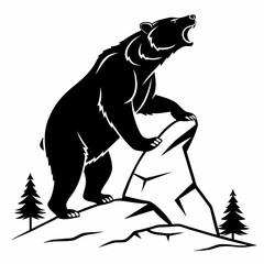 grizzly bear silhouette icon vector