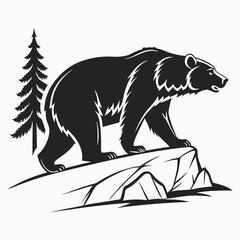 grizzly bear silhouette icon vector