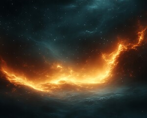 Fototapeta premium Fiery Nebula Cosmic Background.