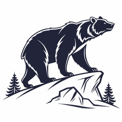 grizzly bear silhouette icon vector