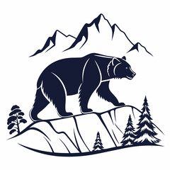 grizzly bear silhouette icon vector