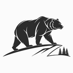 grizzly bear silhouette icon vector