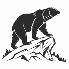 grizzly bear silhouette icon vector