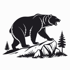 grizzly bear silhouette icon vector