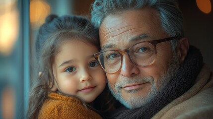 A heartwarming moment between a grandfather and his granddaughter capturing the essence of familial love and connection