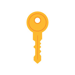 Minimalist yellow key icon representing access, security, and unlocking. Ideal for digital security, home safety, and key-related applications in web, app, and print design projects.