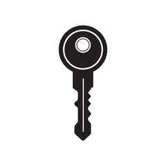 Black and white key icon symbolizing security, access, and protection. Ideal for cybersecurity, home safety, and digital lock concepts in apps, websites, and print media.