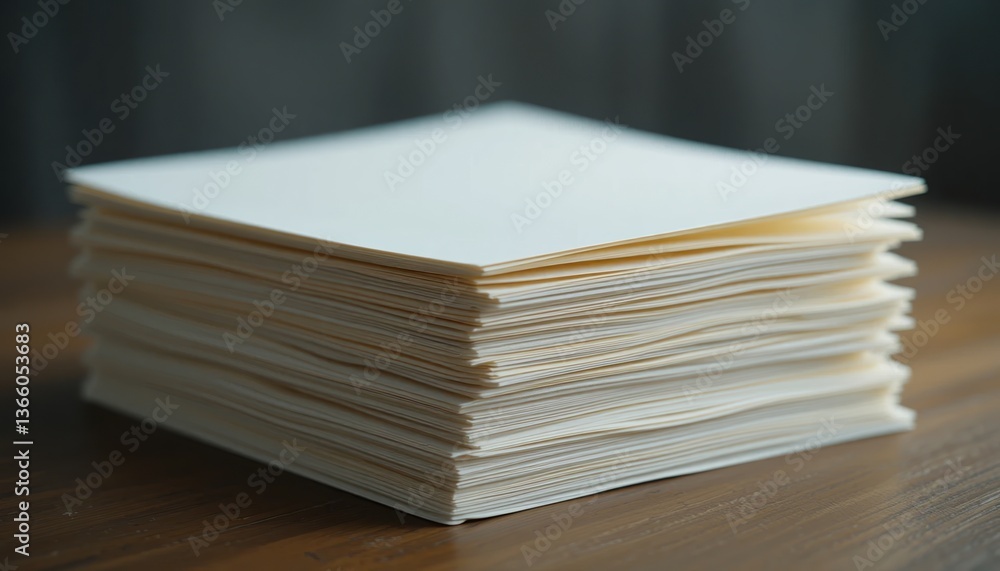 Poster document stacking process office workspace image series indoor environment close-up view organized l