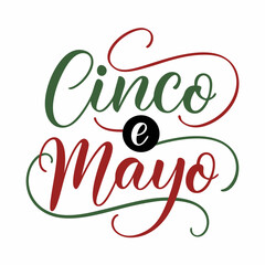 Elegant Cinco de Mayo Hand Lettering Design in Red and Green