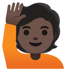 Person Raising Hand (Dark Skin, Short Hair)