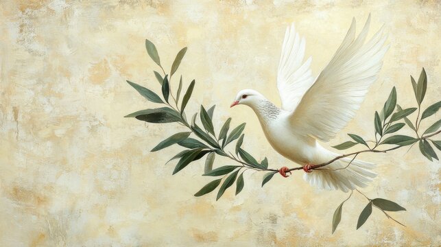 Dove of Peace: Symbolism of Hope and New Beginnings with Olive Branch (Digital Painting)