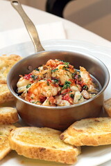 Garlic Shrimps with parsley, pepper, olive oil and salt