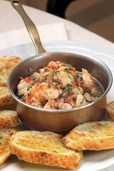 Garlic Shrimps with parsley, pepper, olive oil and salt