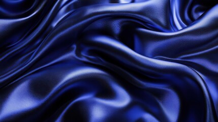 Obraz premium Deep Blue Silk: A Study in Texture and Light, Delicate Drapery