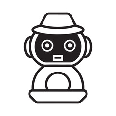 Naklejka premium AI Chatbot Icon Vector. Artificial Intelligence Robot with Speech Bubble. Customer Support Bot Symbol for Messaging, Automation, and Virtual Assistance. Black Silhouette Tech Design.