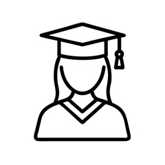 Achievement Female Graduate Icon Standing with Diploma