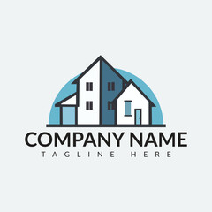 real estate corporate logo. Real estate logo vector template. Corporate real estate logo Initial Letter R Logo. Orange and White Geometric Shape Origami Style isolated on Blue Background. Flat Vector