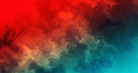 Abstract Red Teal Swirling Cloudscape Digital Art Painting Texture Background Design