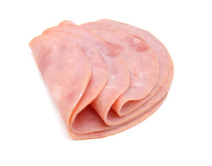 Front view of folded slice of lean pork ham