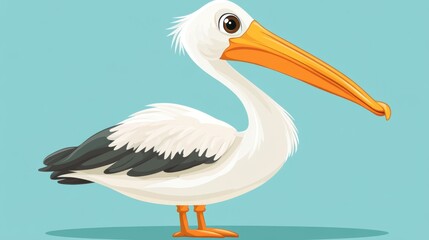 Fototapeta premium Cartoon American White Pelican - A whimsical illustration of wildlife and nature