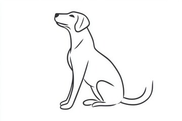 Obraz premium Line Drawing of a Sitting Dog Looking Upward