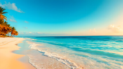 tropical beach with palm trees