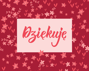 Translation from Polish - Thank you. Perfect design for greeting cards, posters and social media. Polish Lettering.