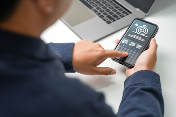 Business planning calendar, work schedule and project management concept, businessman manage time for efficient work, time management, appointment reminder.