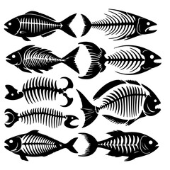 fish bone silhouette , fish bone icon, fish bone vector