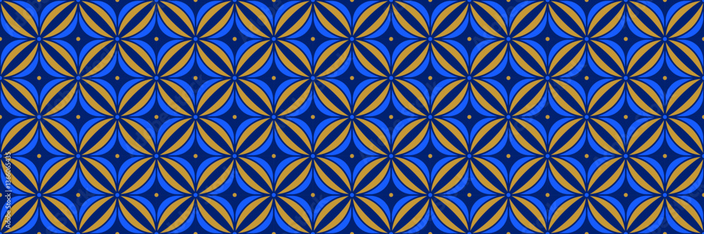 Poster seamless abstract pattern. navy and gold geometric background for textile design, fabric swatch, sca