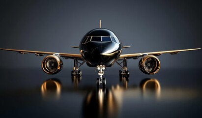 Luxurious VIP Airplane Travel Service with a Gold Background
