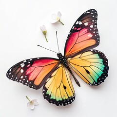 A colorful butterfly with orange, yellow