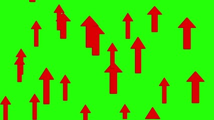 Many Red arrow icon up animation, Download sign on green screen.